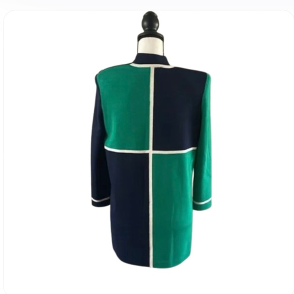 St. John Navy Green Knit mod long sleeve sailboat Dress nautical - Picture 1 of 17